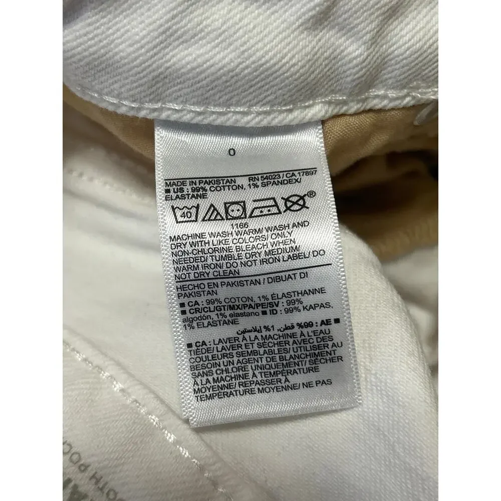 Old Navy High Rise OG Straight Women's White Cuffed Denim Jean Shorts Size 0